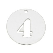 Dije redondo Cifra 4 - 12 mm de Plata Ley 925 espesor 0,4 mm x1